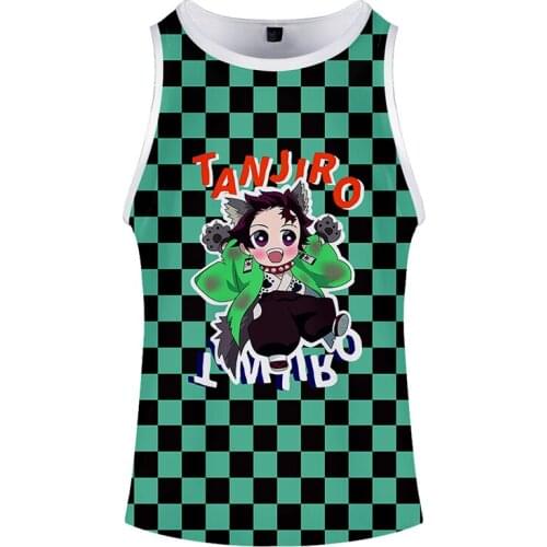 Demon Slayer Halloween Cartoon 3d Bodybuilding Tank Tops Sleeveless Men Women Fitness Vest O-neck Casual Unisex Sport 3D Clothes