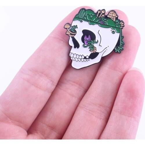 Flowers Mountain Skull Badges On Clothes Metal Brooch T-shirt Decoration Jeanm Jackts Lapel Pins Accessories DIY Badge