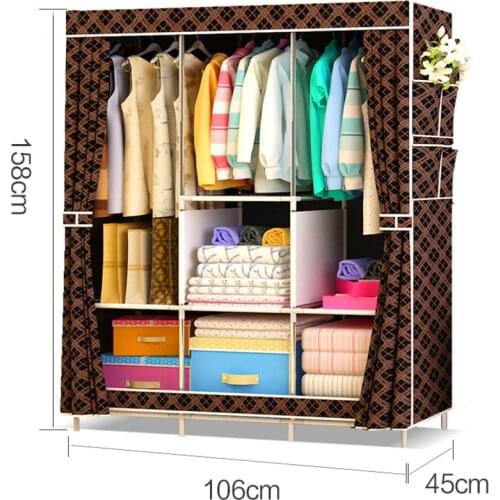 Multi-purpose Non-woven Cloth Wardrobe Fabric Closet Portable Folding Dustproof Waterproof Clothing Storage Cabinet Furniture