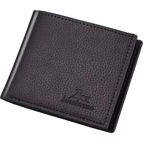 Fashion New Mens Wallet Casual Short Two-fold Horizontal Mens Pu Leather Solid Color Mens Open Coin Purses Luxury Card Holder