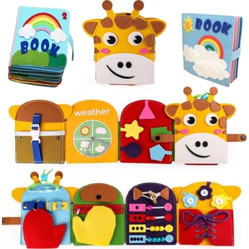 Montessori Rainbow 3D Baby Cloth Book Early Education Activity Busy Board Quiet Book Learning Basic Life Skills Developing Toys