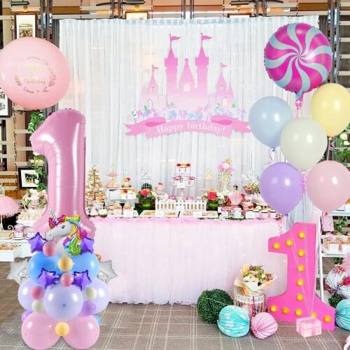 Number Foil Balloons Unicorn Theme Party Balloon Baby Birthday Party Decorations Kids Boy Girl 1st 2nd 3rd Birthday Decor