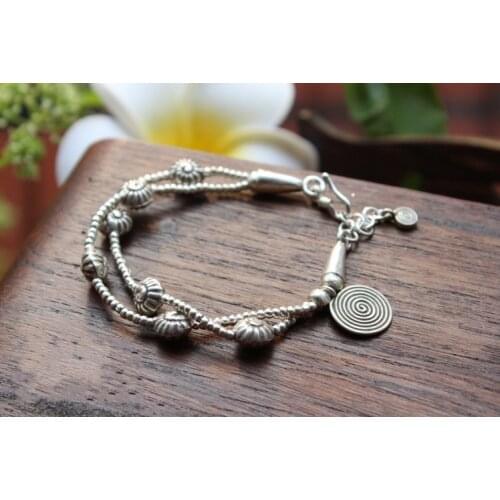 Original Thai exotic hand string S925 Sterling Silver Bracelet snail double-decked girlfriend birthday gift