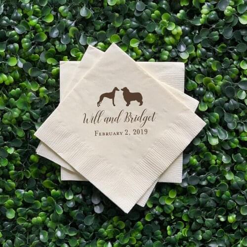 Personalized Wedding Napkins, Bridal Shower, Rehearsal Dinner, Engagement Party, Custom Bar Napkins,Wedding Napkins, Dog Napkins