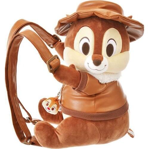 Disney Chip 'n' Dale Kawaii Squirrel Chip Stuffed Plush Backpack Cute Anime Chip Plush Bag Lovely Gifts for Kids Girls