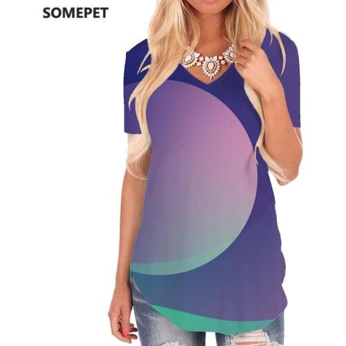 SOMEPET Psychedelic T Shirt Women Graphics Funny T shirts Creativity V-neck Tshirt Art Tshirts Printed Womens Clothing Punk Rock