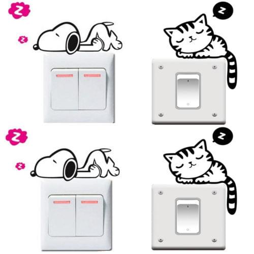 Removable Funny Cat Dog Switch Art Vinyl Decal Home Decor Wall Window Stickers