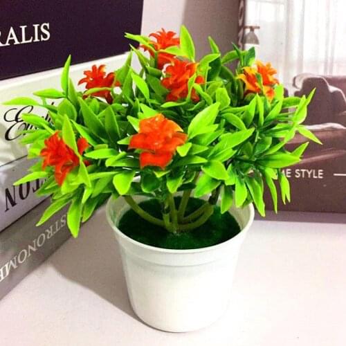 Chic Realistic Artificial Flowers Plant In Pot Outdoor Home Table Office Party Decor Gifts