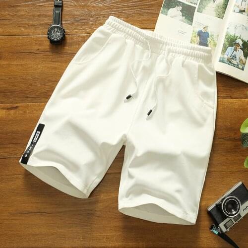 Japanese Style Shorts Men Polyester Running Sport Shorts for Men Casual Summer Elastic Waist Solid Shorts White Printed Clothing