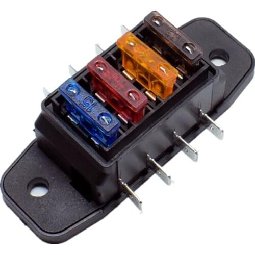 4-way Straight Row 4 in 4 Out Car Special Fuse Box Car Blade Fuse Box With 4 Fuses Suitable For 12V 32V ATO Standard Circuit