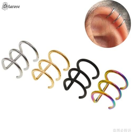 Starose 2pcs Non Pierced Ear Cuff Clip on Earrings Fake Piercing Helix Piercing Oreja Fake Earrings Cuffs Pircing Ear Jewelry