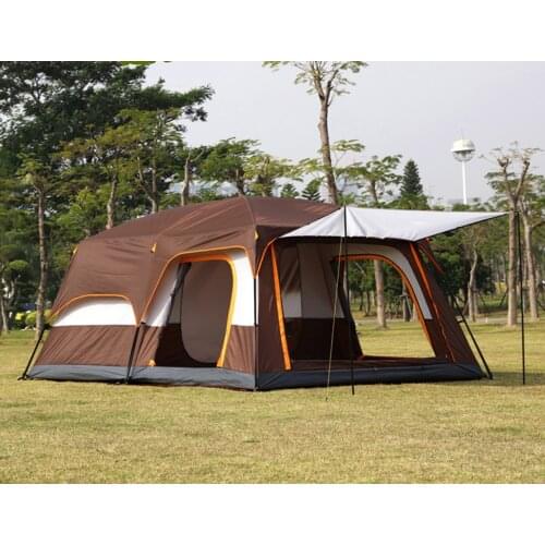 330x210x185CM Outdoor Easy To Build 2-6 People Camping Thick Rainproof Camping Portable Double Deck Big Tent
