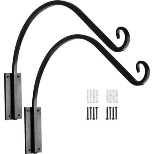 Plant Hanger Bracket Hand-Forged Heavy Duty Plant Hooks Durable and Stable Outdoor Plant Hanger (16inch/2Pcs)