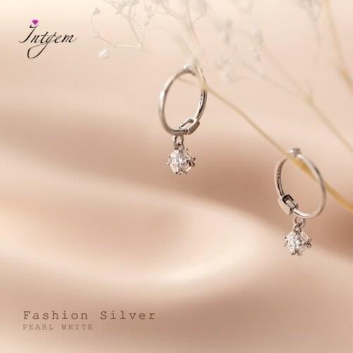 925 Sterling Silver Ear Hoop Earrings Korean Temperament Zircon Ball Short Buckle Female Exquisite Earring Women Jewelry Gift