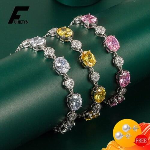 Oval Shape Zircon Gemstone Bracelet 925 Silver Jewelry for Women Wedding Engagement Birthday Bridal Party Accessories Wholesale