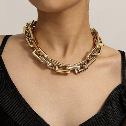 Punk Exaggerated CCB Thick Chain Choker Necklace Women Vintage Hiphop Geometric Neck Chocker Colar Necklace Jewelry XR3166