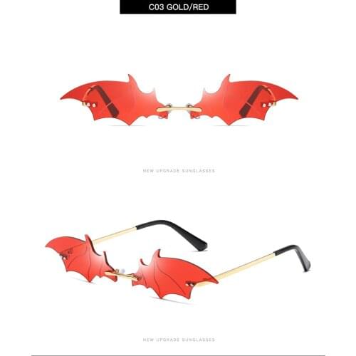 2020 Personality Bat Vintage Frameless Sunglasses Men Women Sun Glasses Luxury Brand Trendy Fashion Eyewear