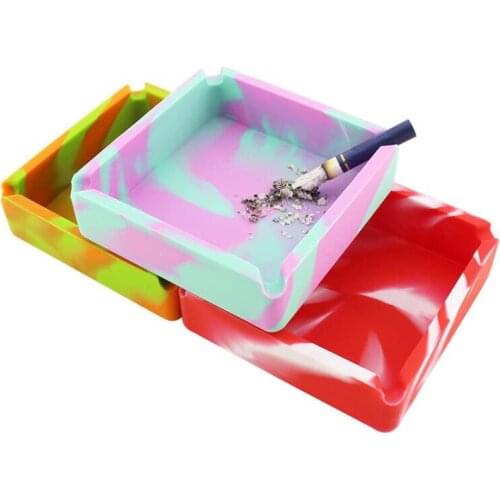 1pc Silicone Ashtray High Quality Square Ashtray Camouflage Silicone Rubber Ashtray Rack Smoking Accessories