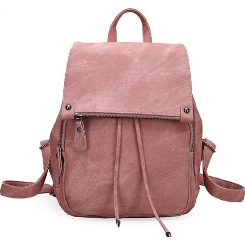 2020 New Fashion Women Backpack PU Leather School Backpack For Teenager Girls Travel Bagpack Vintage Solid Shoulder Bags Mochila