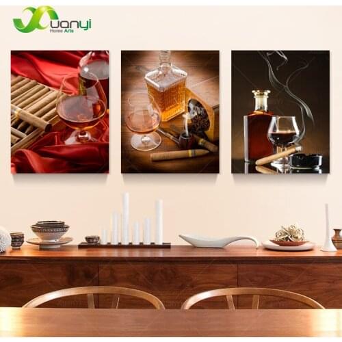 3 Panel Modern Printed Jackie Wine Cigar Painting Pictures Cuadros Decoracion Wall Art Canvas Painting Home Decor UnFrame PR101