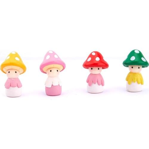 4 Colors/lot Small Mushroom Dolls Miniature Garden Moss Micro Landscape Ornament Decoration Materials DIY Doll Fleshy Mushroom