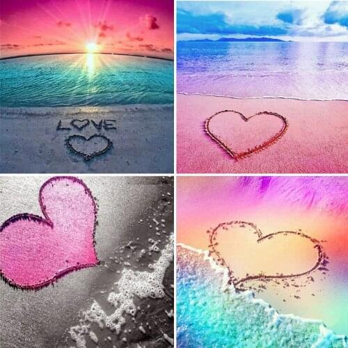 4 Pack Love Beach 5D DIY Diamond Painting Kits Full Drill Rhinestone Embroidery