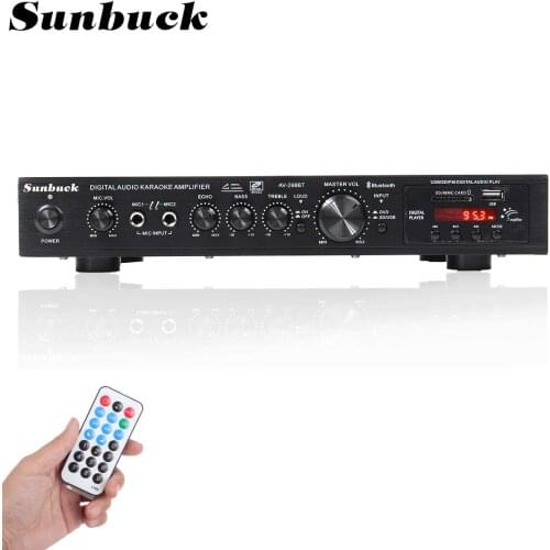 SUNBUCK 2200W bluetooth 2/5 Channel Power Amplifier HiFi Stereo Speaker Amp Support FM Radio 2 Mic USB SD Card Input