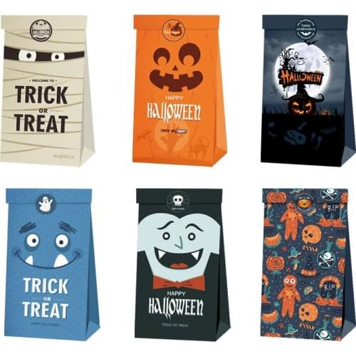 6Pcs Halloween Candy Bags Party Photo Props Candy Gifts Bag Wrapping Paper Bag Children Gift Halloween Cartoon Stickers