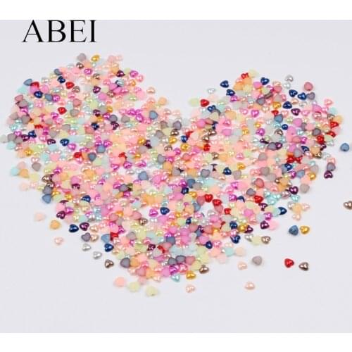 500pcs 6mm ABS Heart Pearls Loose Beads Mini Flatback Resin Bead Accessories