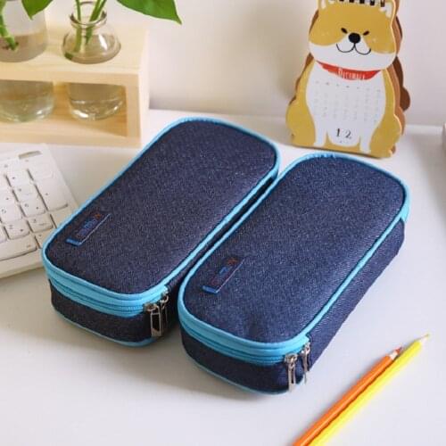 Solid Color Pencil Case High Capacity Pen Bag Case School Supplies Boy Stationery Bag Organizer Gift Pouch Pencil Holder Case