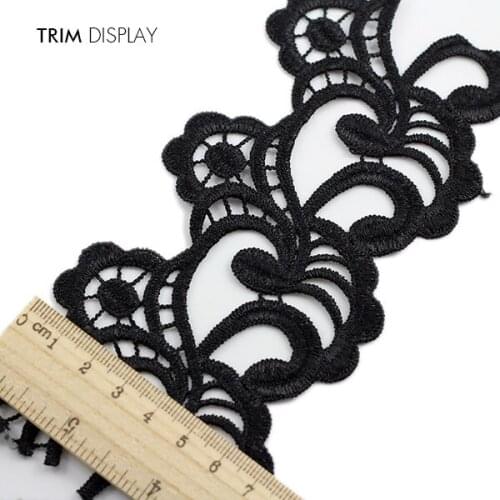 Black Embroidered Motif Lace Fabric Venise Ribbon Applique Scrapbooking Trim Decorated Sewing Supplies aviamentos 5yard /T823