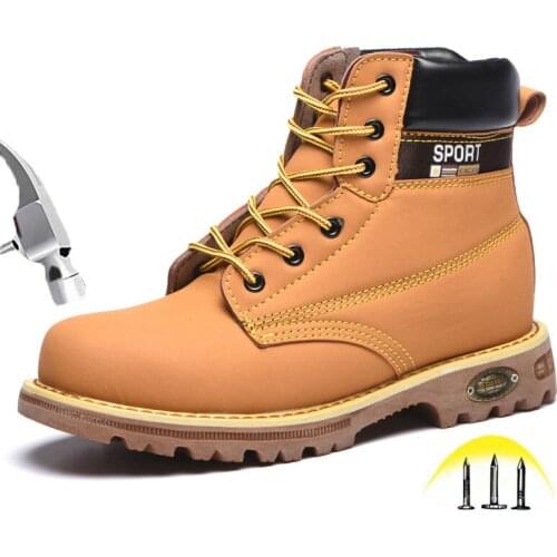 Autumn Winter New Mens Safety Work Shoes with Steel toe High Top Wear resistant Waterproof Non-slip Safety Boots Indestructible