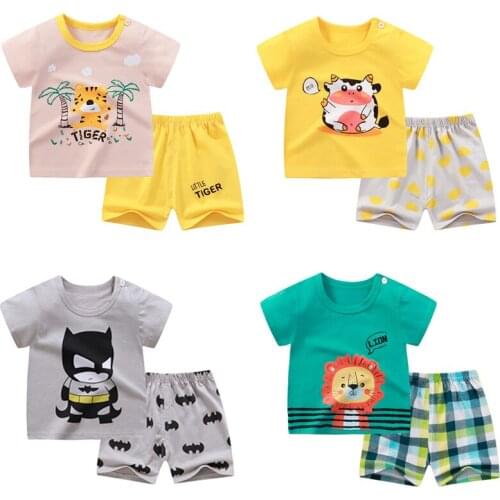 Boys Girls Baby Summer Outfits Short Sleeve T-Shirt & Shorts Sets Playwear Clothes 2 Piece 1-6Y 2pcs Outfits for Kids Unisex