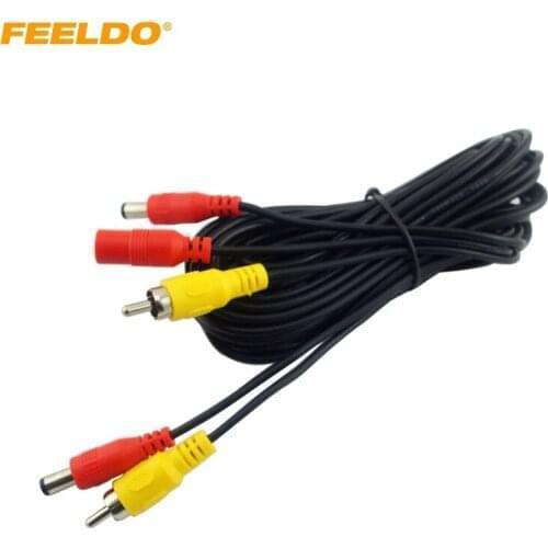 FEELDO 10Pcs 5.5mm/2.1mm DC adapter plug coaxial Power Distributor Cable With Backup Car Camera RCA AV Cable #AM2306