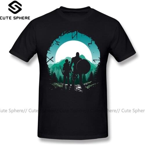 God Of War T Shirt Kratos And Son T-Shirt Man Graphic Tee Shirt Awesome Classic Cotton Short Sleeve Plus size Tshirt