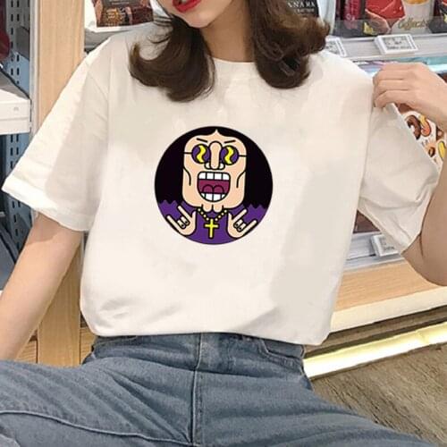 Punk Rock Print Shirt T-shirt Female Korean Version of Harajuku Casual Street Style Cotton Short-sleeved Top