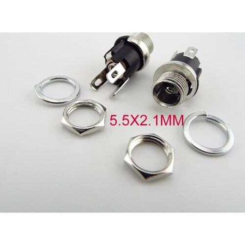 2/5/10x 5.5 x 2.1mm DC female Power charging port Jack Panel Mount Terminal 3 Pin 5.5 2.1mm Socket Electrical DC Jack Connector
