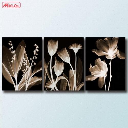 3 Panel Plants in the dark Print Frameless Canvas Art Oil Painting Home Decoration Modular Picture for Living Room Wall No frame