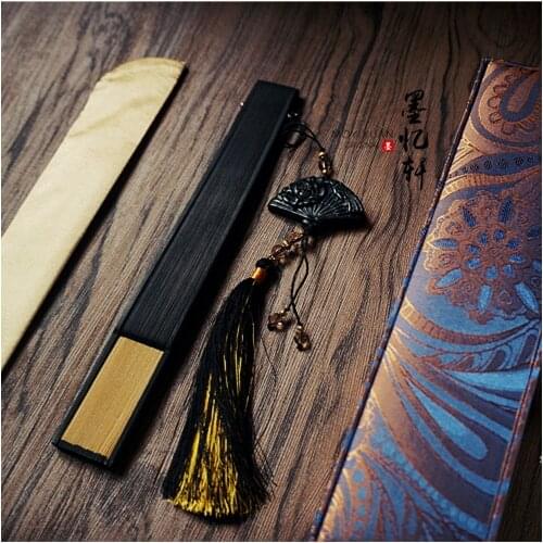 Handmade Chinese l vintage natural stone black fan tassel bead Pendant hanfu dress chi-pao cheongsam Pendant Bag packing