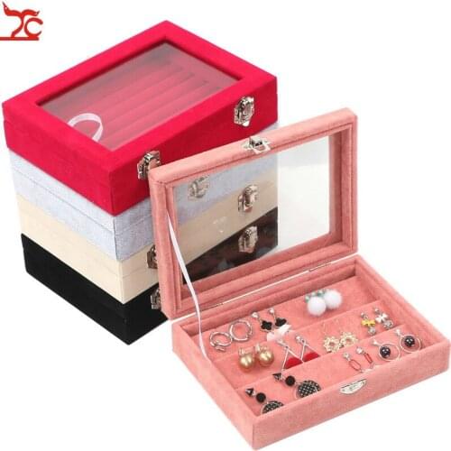 Ring Container Earring Necklace Organizer Jewellry Display Box Earring Rack Jewelry Tray Jewelry Box with Window Top