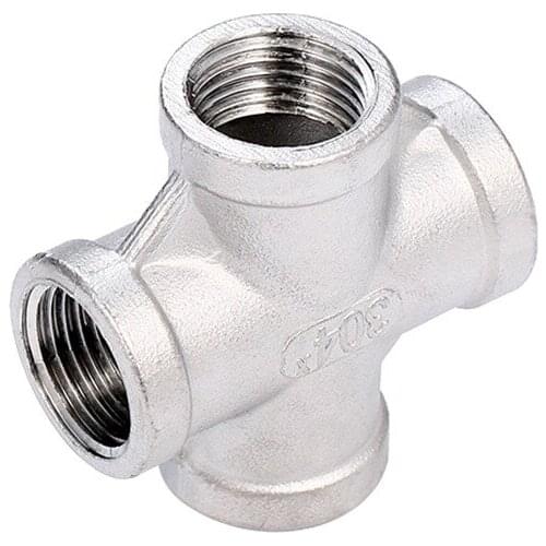 304 Stainless Steel Internal Thread Cross Joint 4 Through Connector Equal Diameter 1/4 3/8 1/2 3/4 Hardware Plumbing Fittings