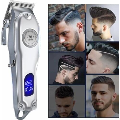 Mens Professional Barber Hair Clipper Rechargeable Cutting Machine Beard Trimmer Shaver Cordless USB Charging Haircut Tool