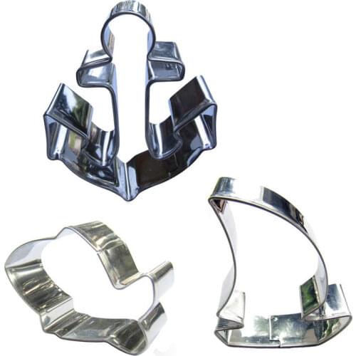 Mini fish, Sailing, Anchor shaped 3 piece biscuit cutting molds, baking tools, cake decorating soft candy tools