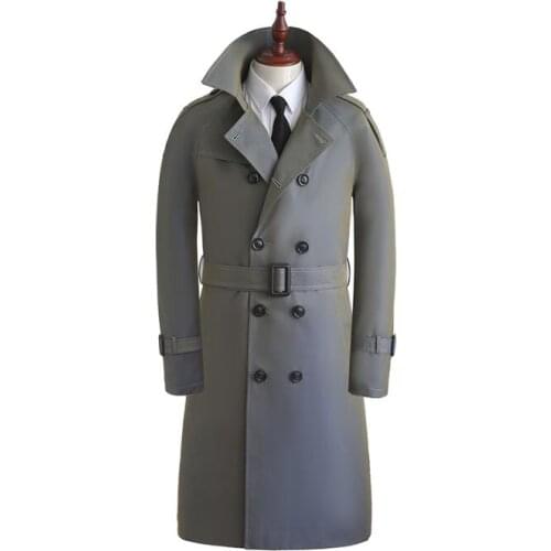 Gradient mens trench coats man long coat men clothes slim fit overcoat england long sleeve spring autumn fashion khaki blue