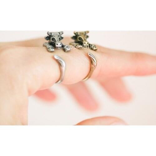 Wholesale New Trendy Vintage Adjustable Cow Rings Fashion Animal Men Bullfighting Rings Women Gift