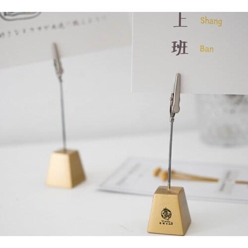 Nordic Simple Brass Recipe Postcard Display Clamp Base Table Place Card Basenote Holder Message Strip Clip Desktop Decoration