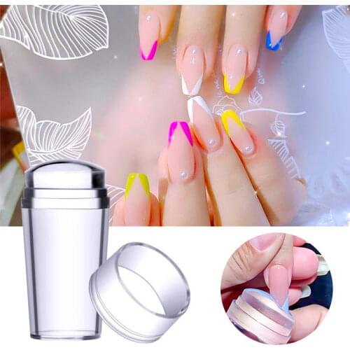 Nail Art Seal Transparen Silicone Template Hot Stamping with Cover for Manicure Plate Seal Template Sealing Die Scraper Tool Hot