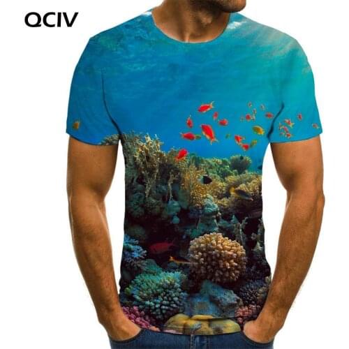 QCIV Brand Ocean T-shirt Men Animal Shirt Print Fish Funny T shirts Landscape T-shirts 3d Mens Clothing Punk Rock Fashion Style
