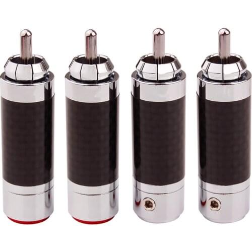 10PCS RCA Connector Jack HIFI Speaker Audio Amplifier DIY RCA Socket Carbon Fibre Tellurium Copper Rhodium Plated Audio Adapter
