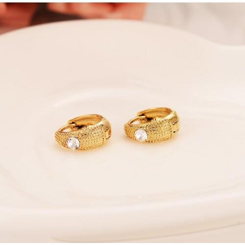 Gold cz crystal Luxury Lovely Kid Little Girls Jewellery Security Safety Princess Round GoldHuggies hoop earrings Jewelry gifts